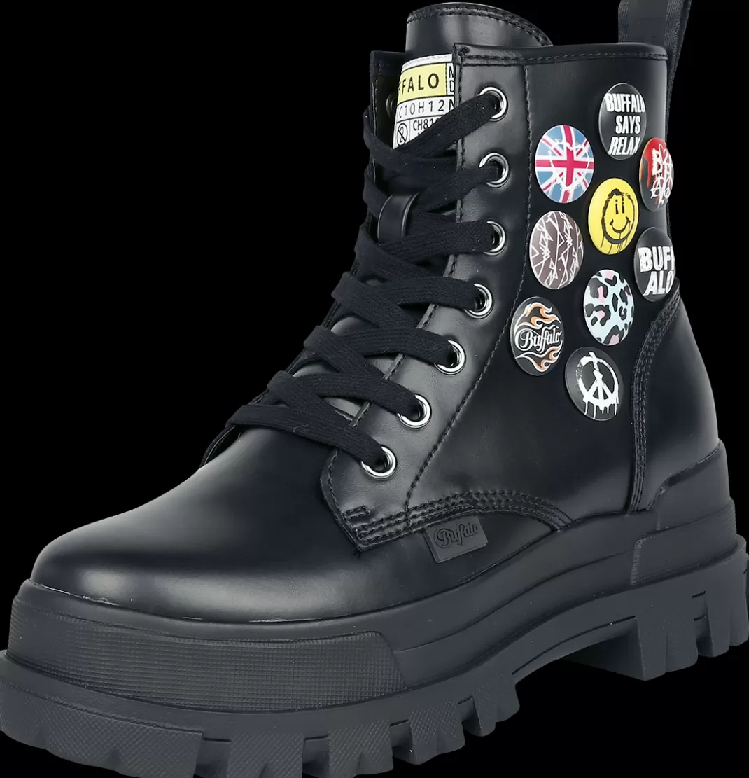 Women Buffalo Aspha Rld Buttons Vegan Nappa Sneakers High Black By