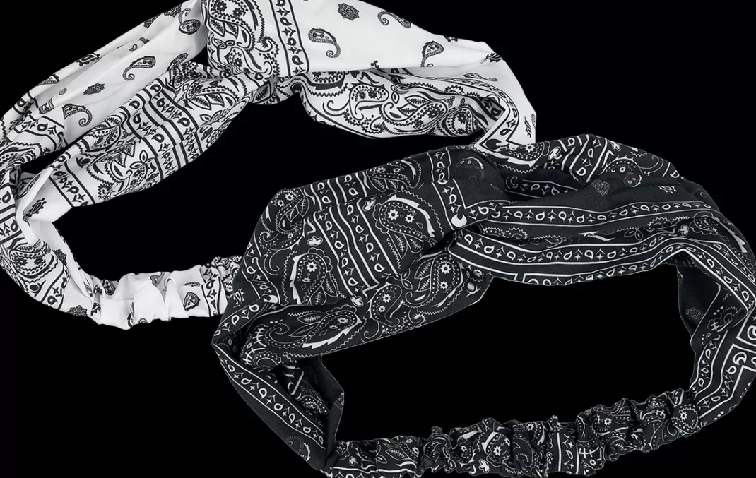 Bandana Print Headband 2-Pack Hairband Black-White By^Urban Classics Outlet