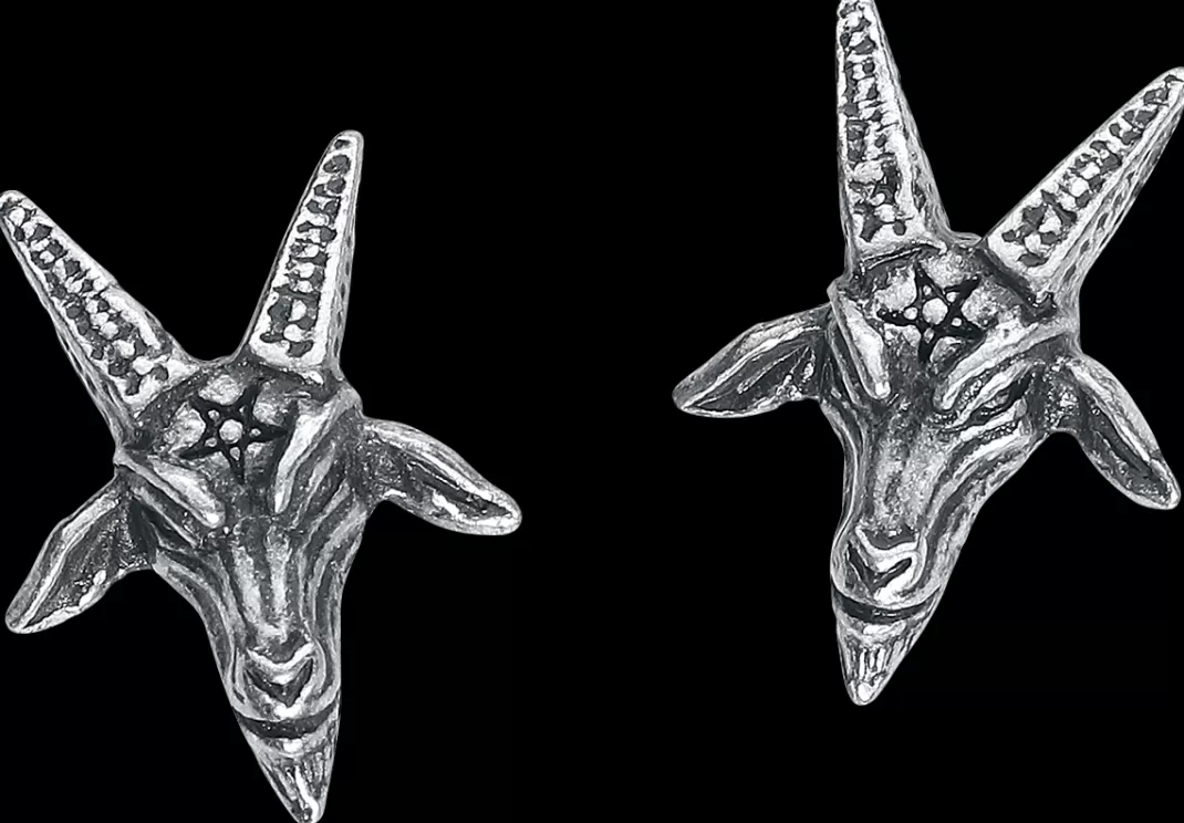 Baphomet Studs Earring Set Silver-Coloured By^Alchemy Gothic Clearance