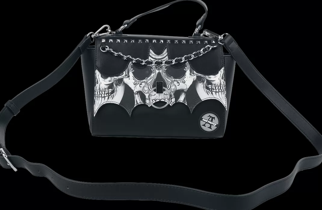 Bat Skull Handbag Black By^Alchemy England Shop