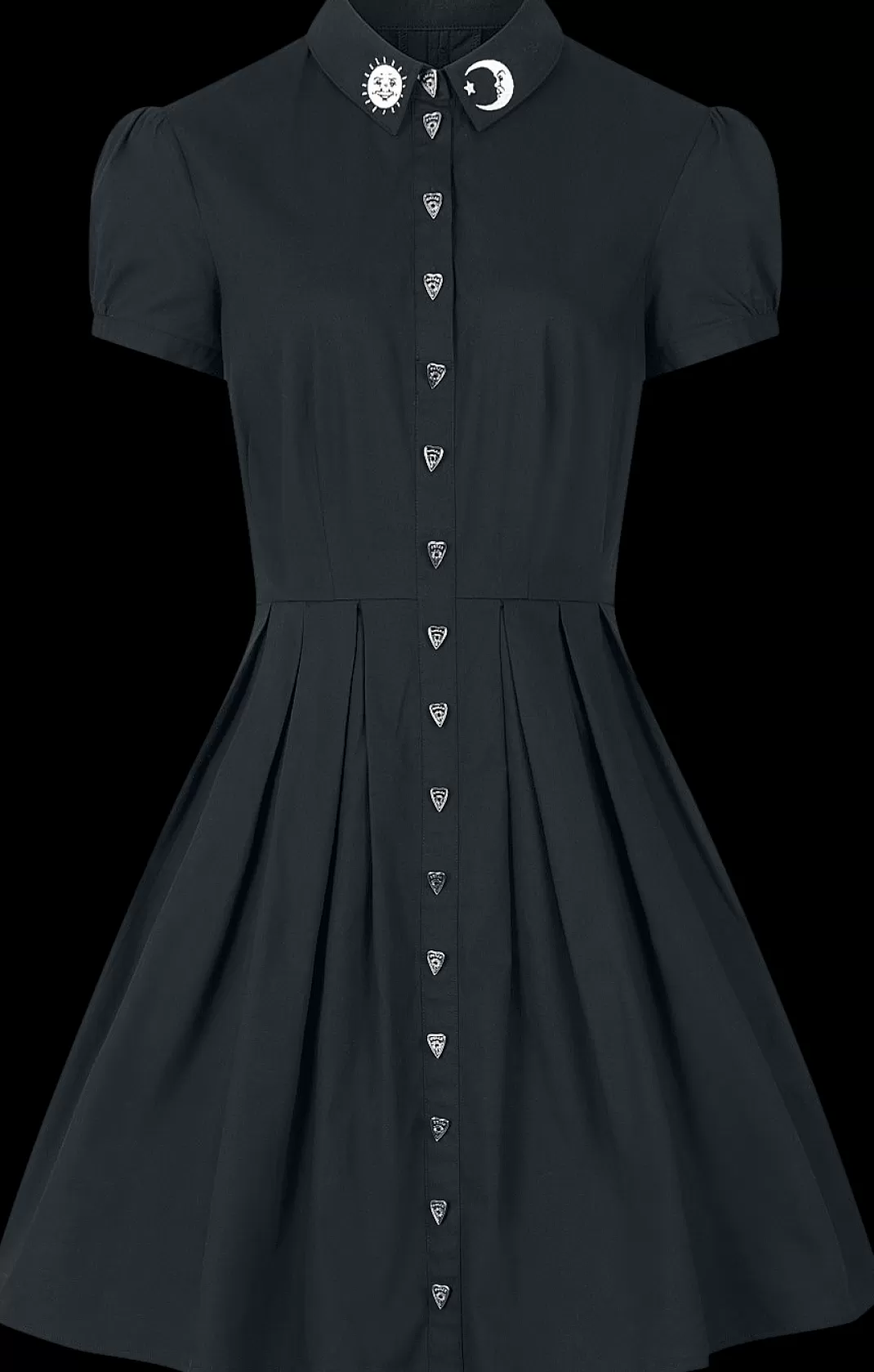 Button Heart Medium-Length Dress Black By^Hell Bunny Cheap