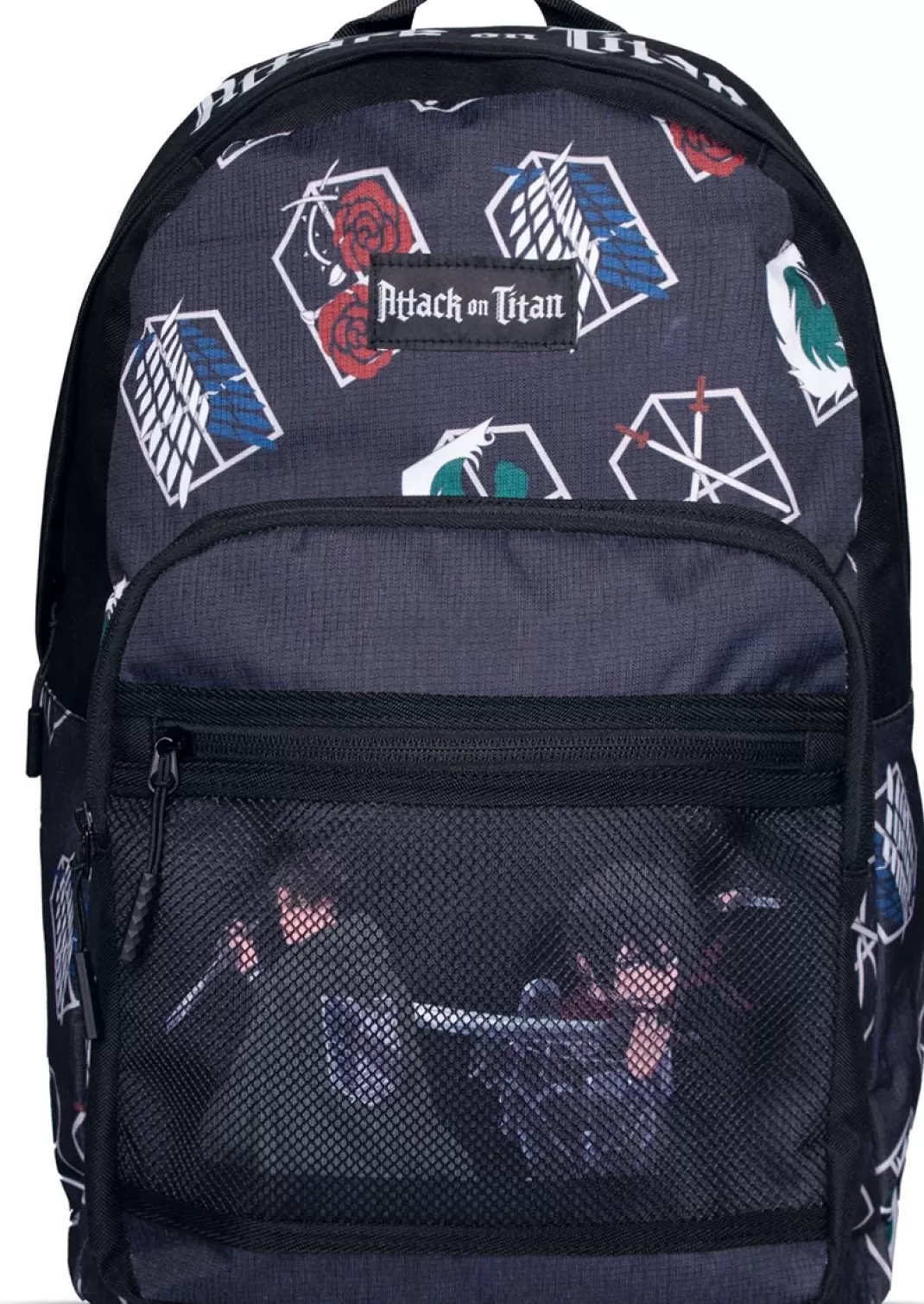 Men Attack On Titan Crests Backpack Multicolour By