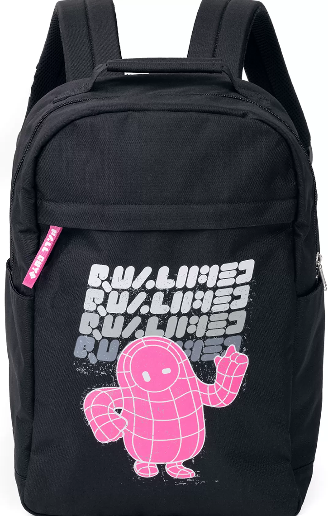 Men Fall Guys Crown Grab Bag Backpack Black-White-Pink By