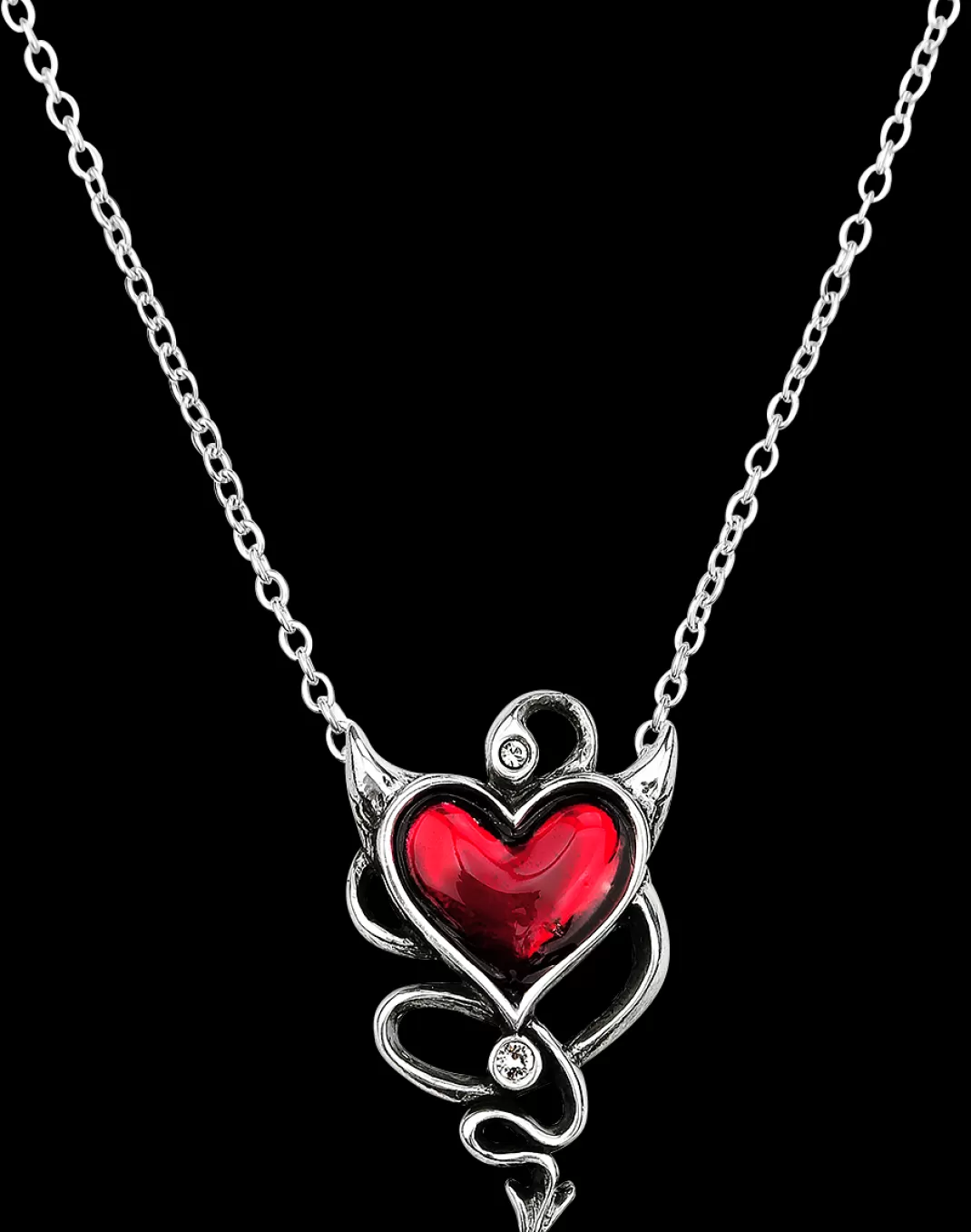 Devil Heart Necklace Silver-Coloured By^Alchemy Gothic Best Sale