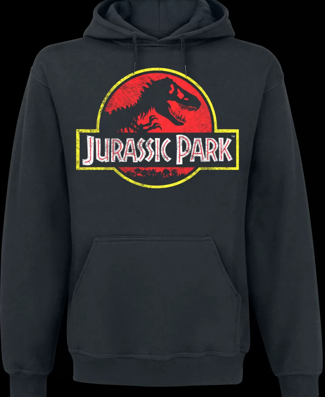 Men Jurassic Park Distressed Logo Hooded Sweater Black By