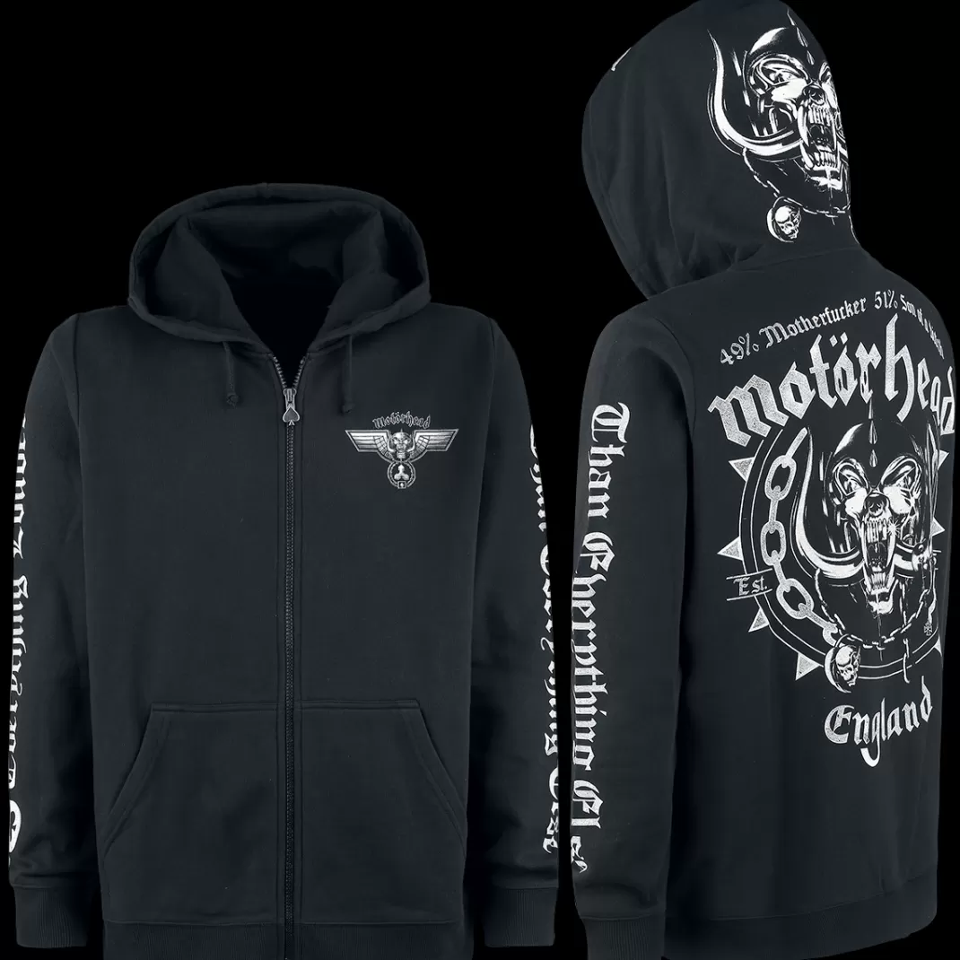 Men Motörhead England Hooded Zip Black By Motorhead
