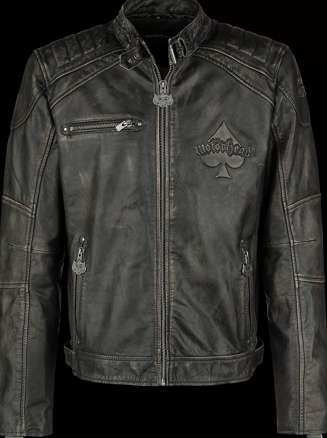 Men Motörhead England Leather Jacket Black By Motorhead