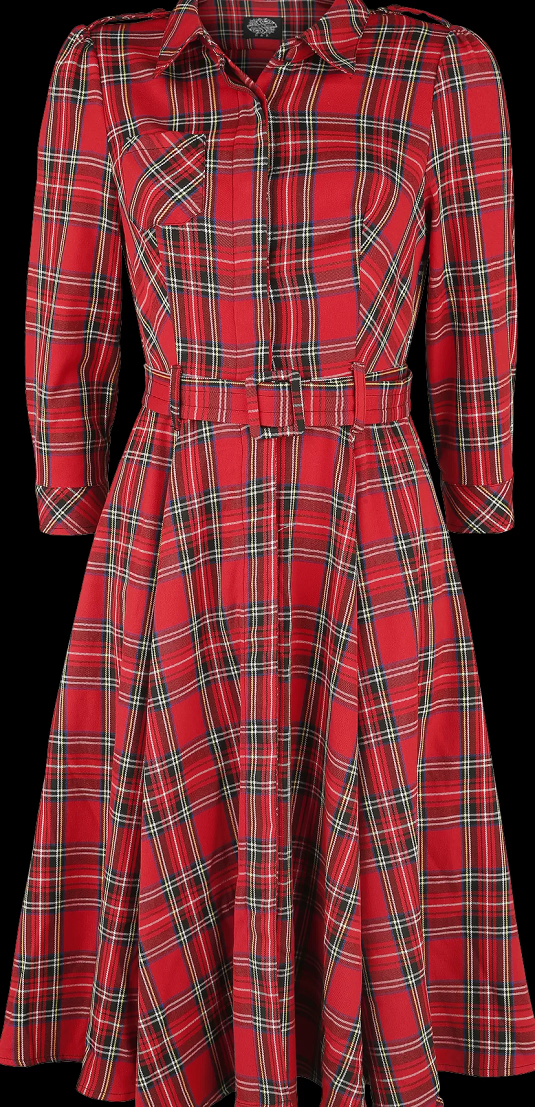Evie Red Tartan Swing Dress Medium-Length Dress Black-Red By H&R London^H&R London Clearance