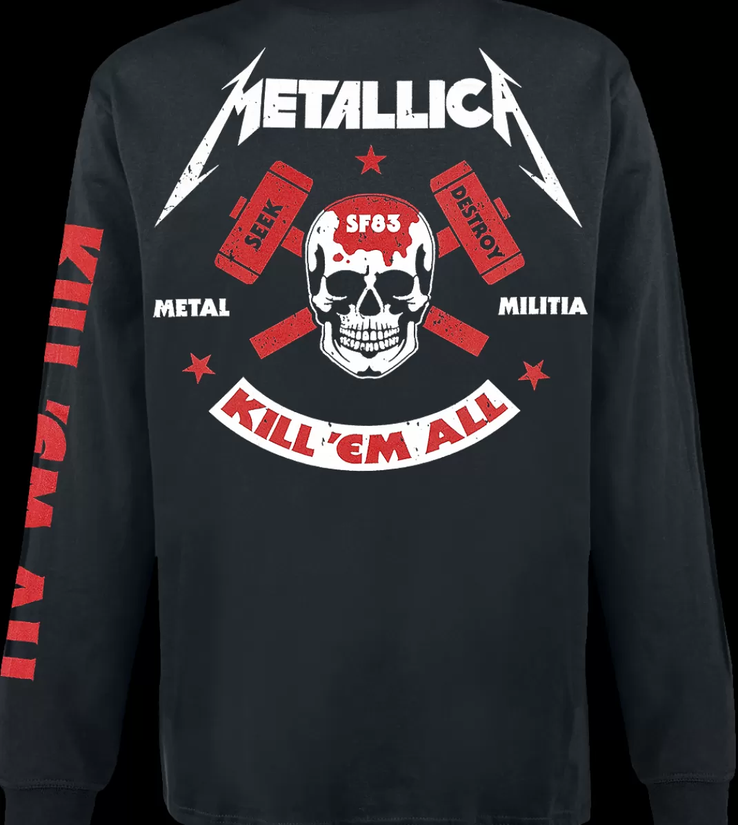 Men Metallica Kill 'Em All - Skull Long-Sleeve Shirt Black By