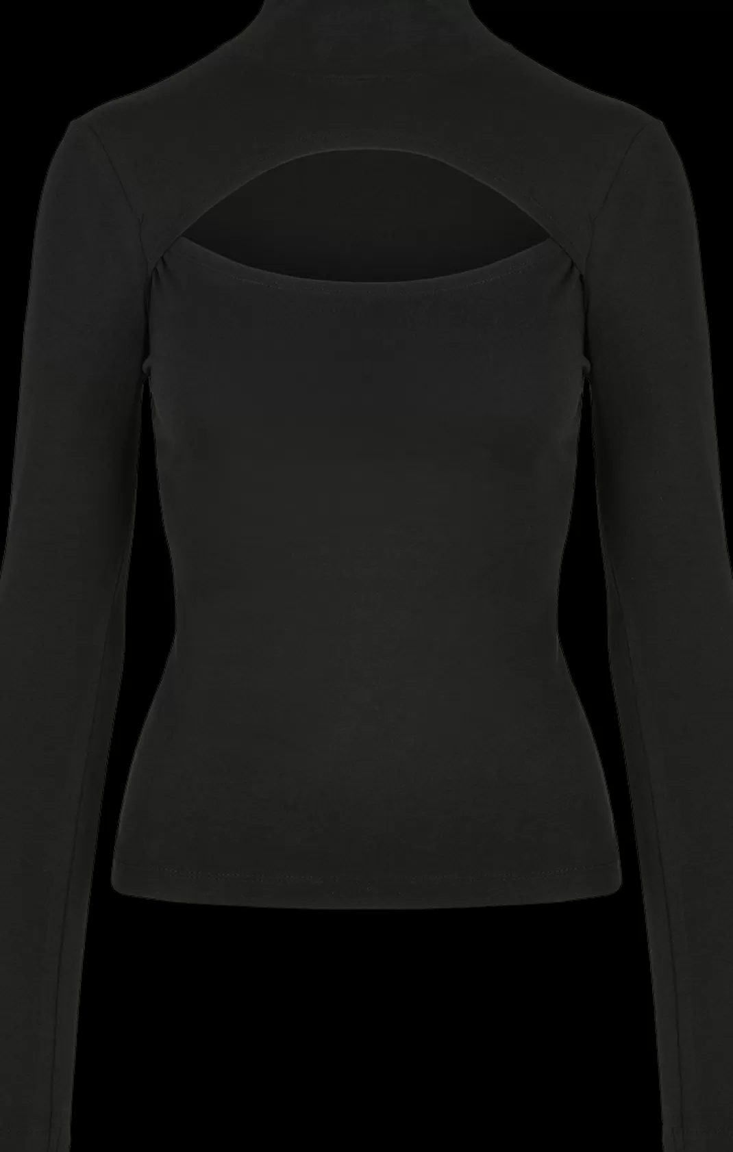Ladies Cut-Out Turtleneck Longsleeve Long-Sleeve Shirt Black By^Urban Classics Best Sale