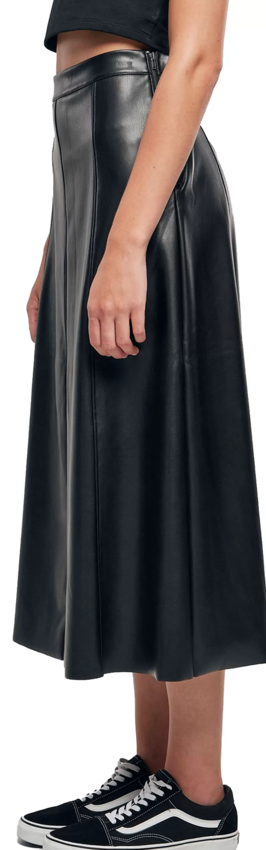 Ladies' Faux-Leather Midi Skirt Long Skirt Black By^Urban Classics Discount