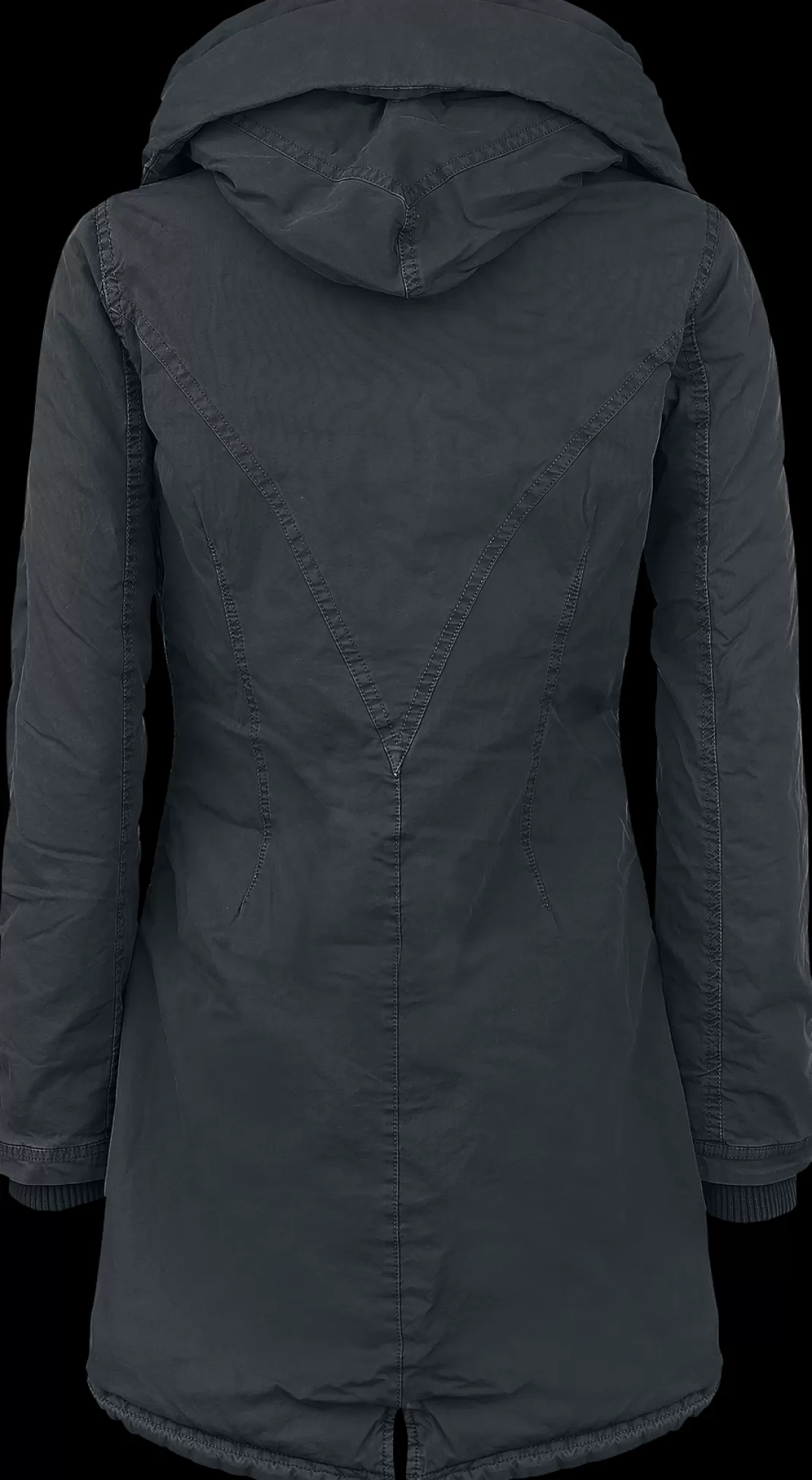 Ladies Garment Washed Long Parka Between-Seasons Jacket Black By^Urban Classics Cheap