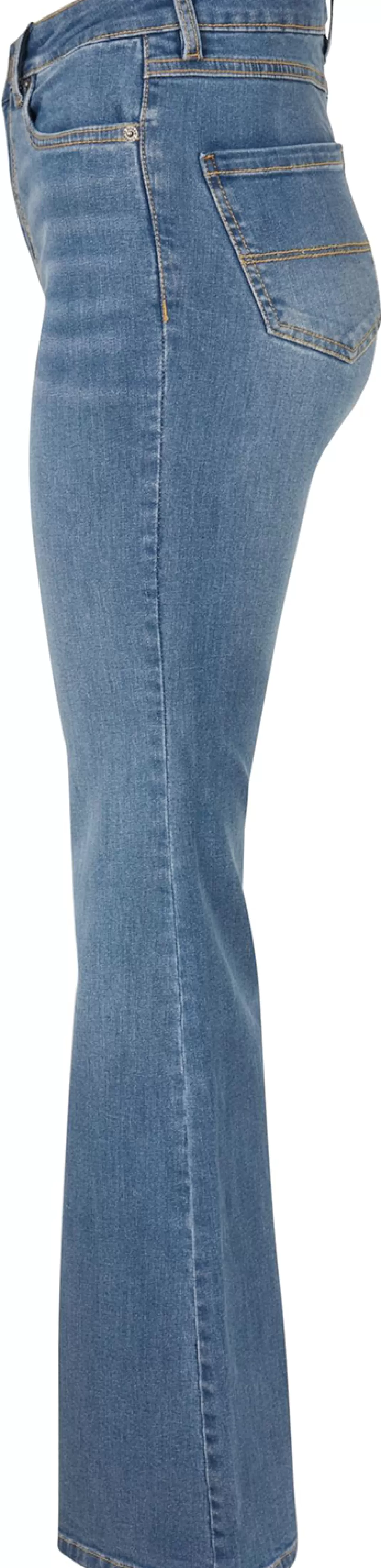 Ladies High Waist Flared Denim Trousers Jeans Washed Denim By^Urban Classics Cheap