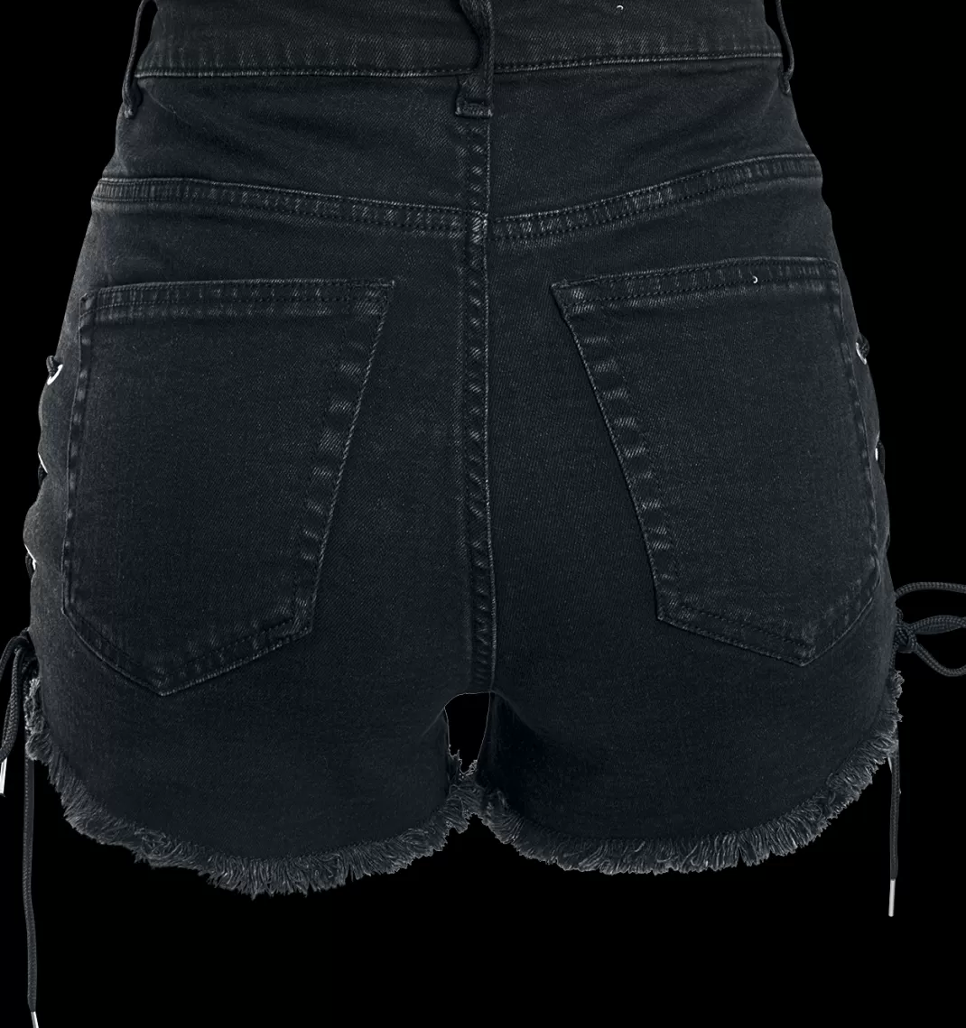 Ladies Highwaist Denim Lace Up Short Hot Pants Black By^Urban Classics Cheap