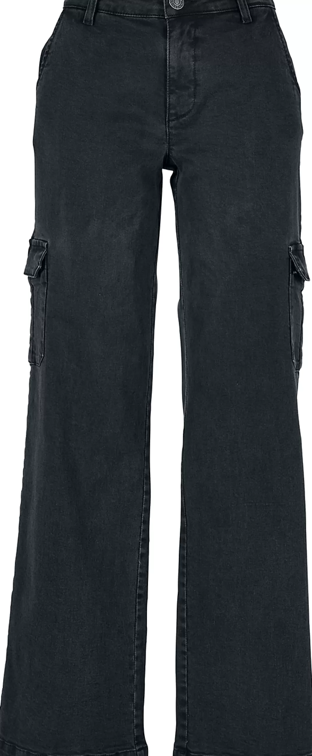 Ladies' High-Waist Straight Denim Cargo Trousers Jeans Black By^Urban Classics Best