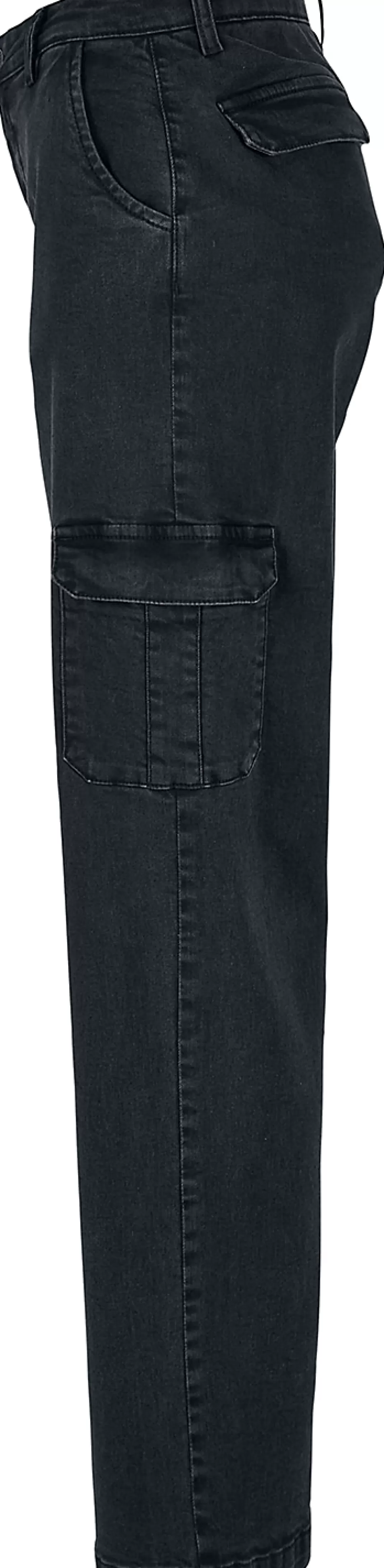 Ladies' High-Waist Straight Denim Cargo Trousers Jeans Black By^Urban Classics Best