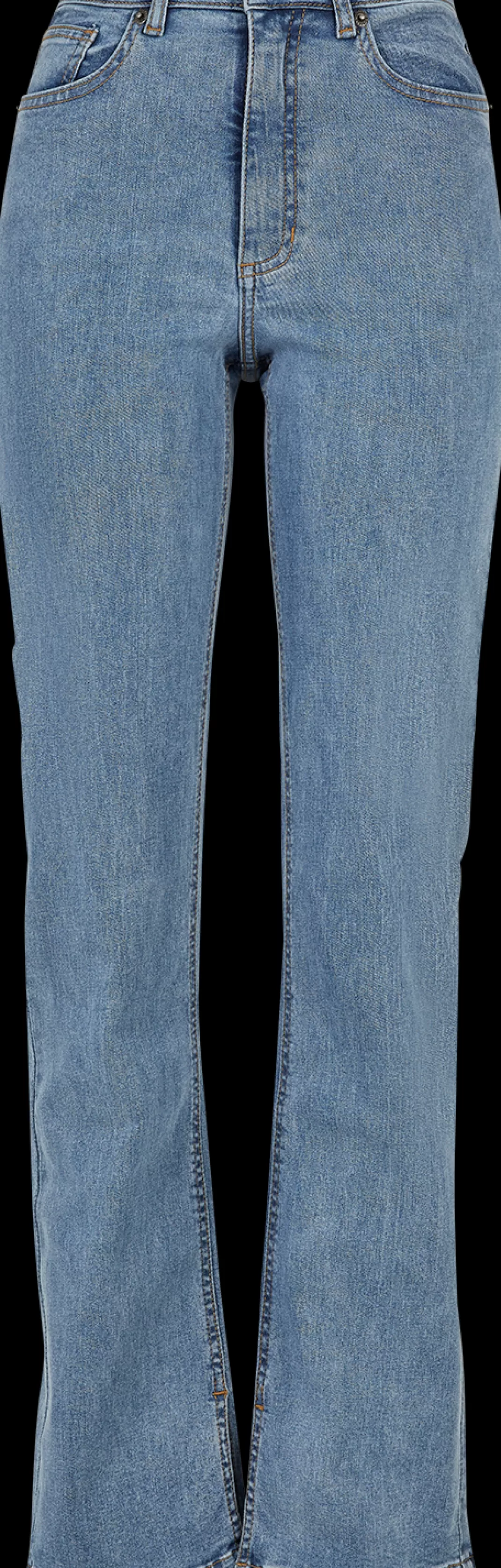Ladies' High-Waist Straight Slit Denim Jeans Jeans Blue By^Urban Classics New