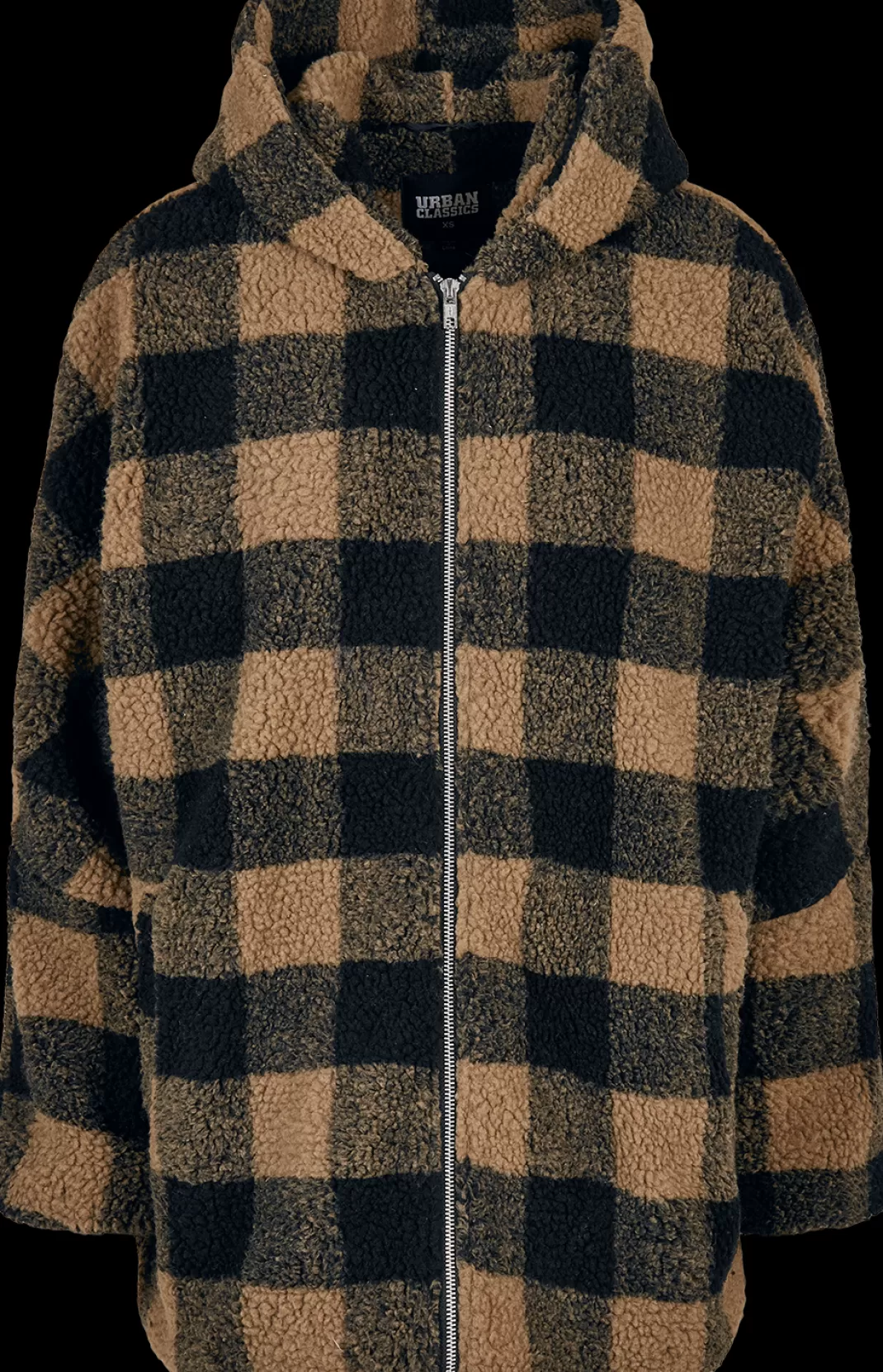 Ladies Hooded Oversized Check Sherpa Jacket Between-Seasons Jacket Brown By^Urban Classics Best Sale