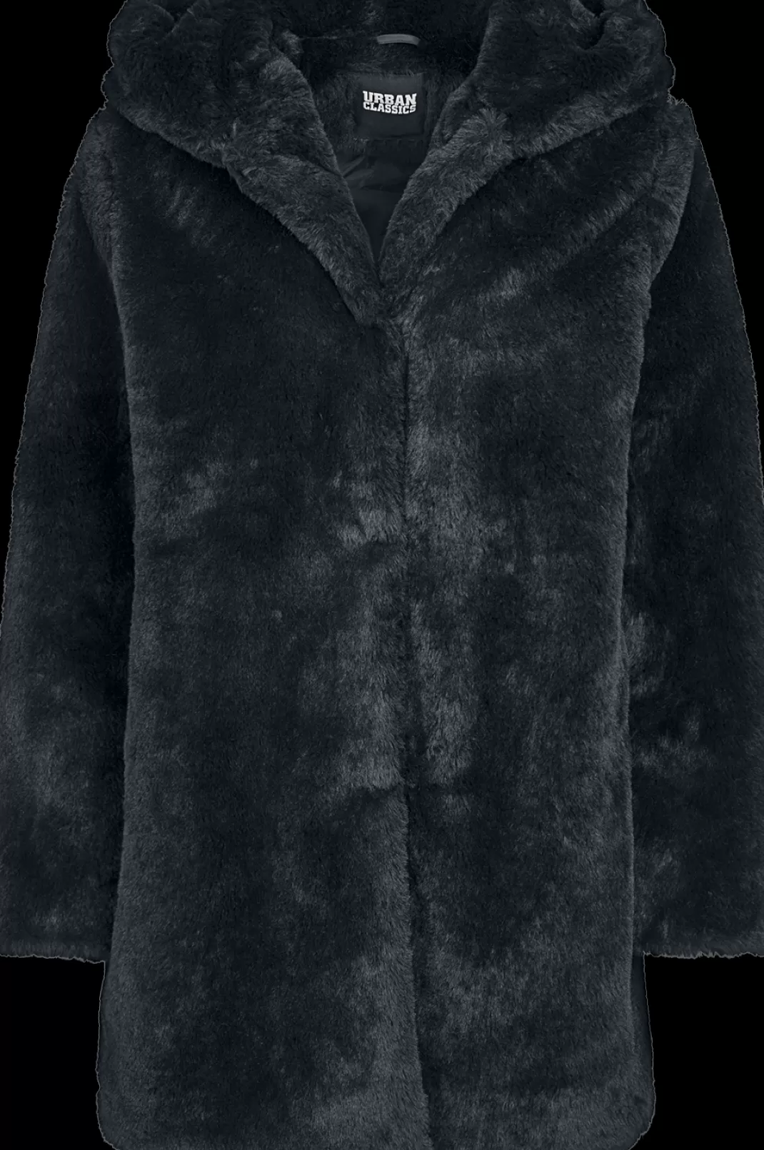 Ladies Hooded Teddy Coat Between-Seasons Jacket Black By^Urban Classics Store
