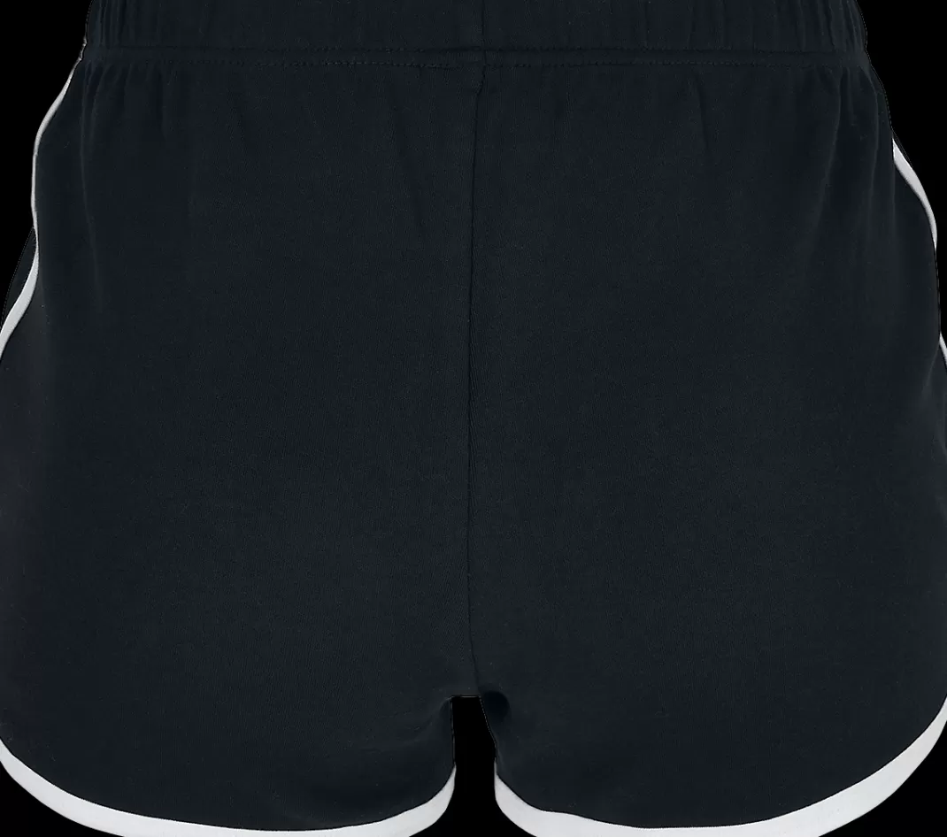 Ladies Organic Interlock Retro Hotpants Hot Pants Black-White By^Urban Classics Flash Sale
