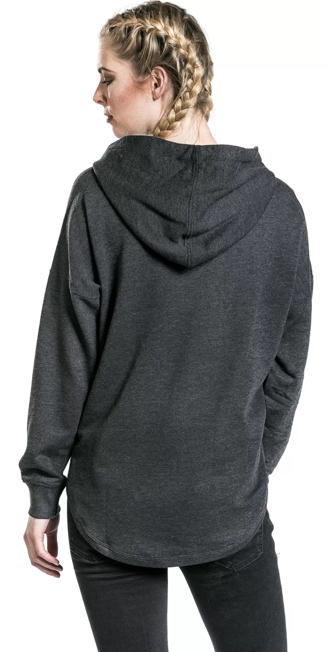 Ladies Oversized Terry Hoody Hooded Sweater Mottled Grey By^Urban Classics Clearance