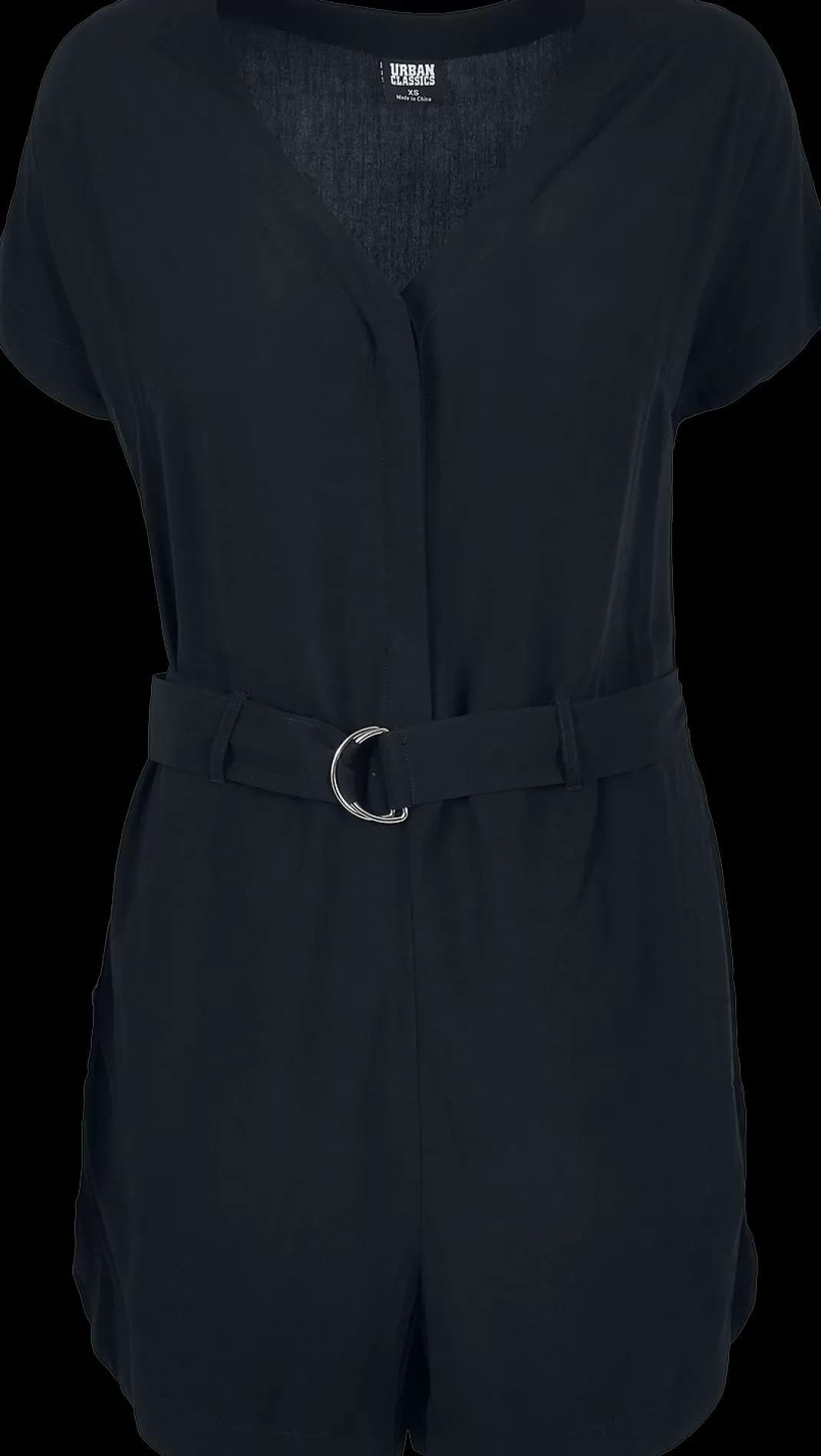 Ladies' Short Black Viscose Belt Jumpsuit Jumpsuit Black By^Urban Classics Discount