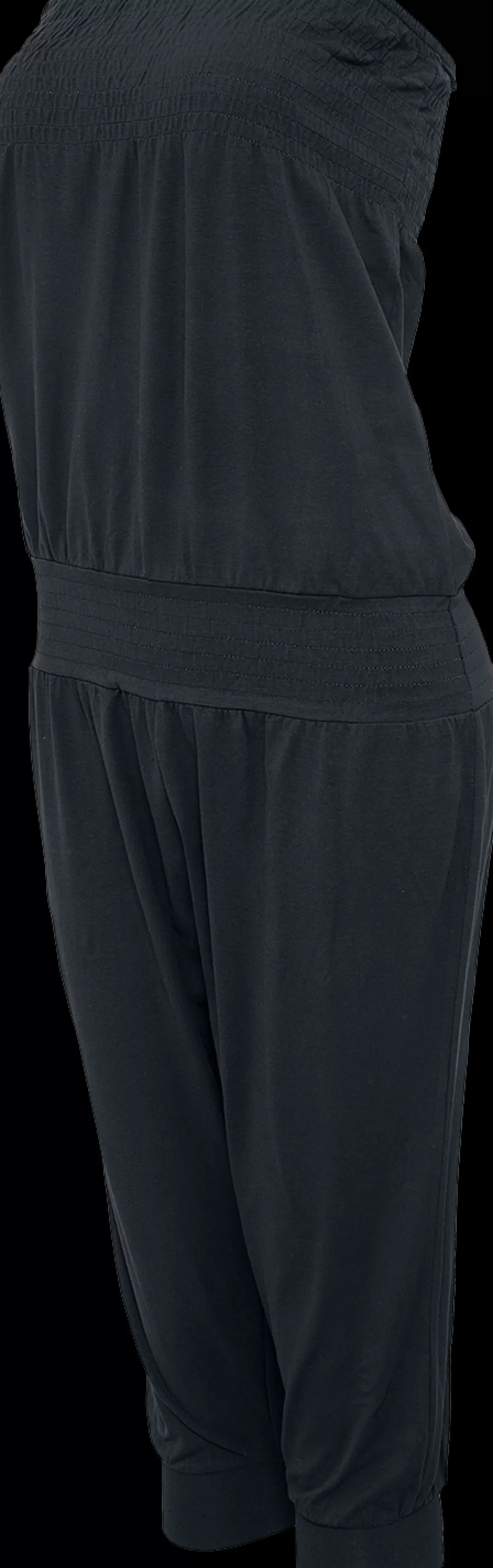 Ladies Shoulderfree Capri Jumpsuit Jumpsuit Black By^Urban Classics Flash Sale