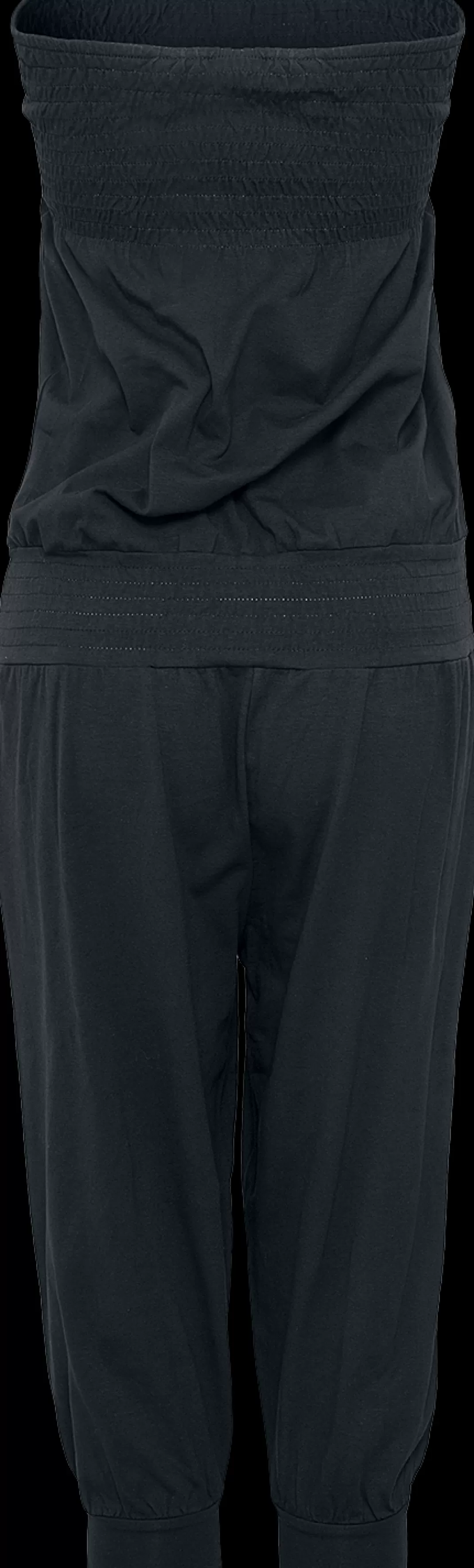 Ladies Shoulderfree Capri Jumpsuit Jumpsuit Black By^Urban Classics Flash Sale