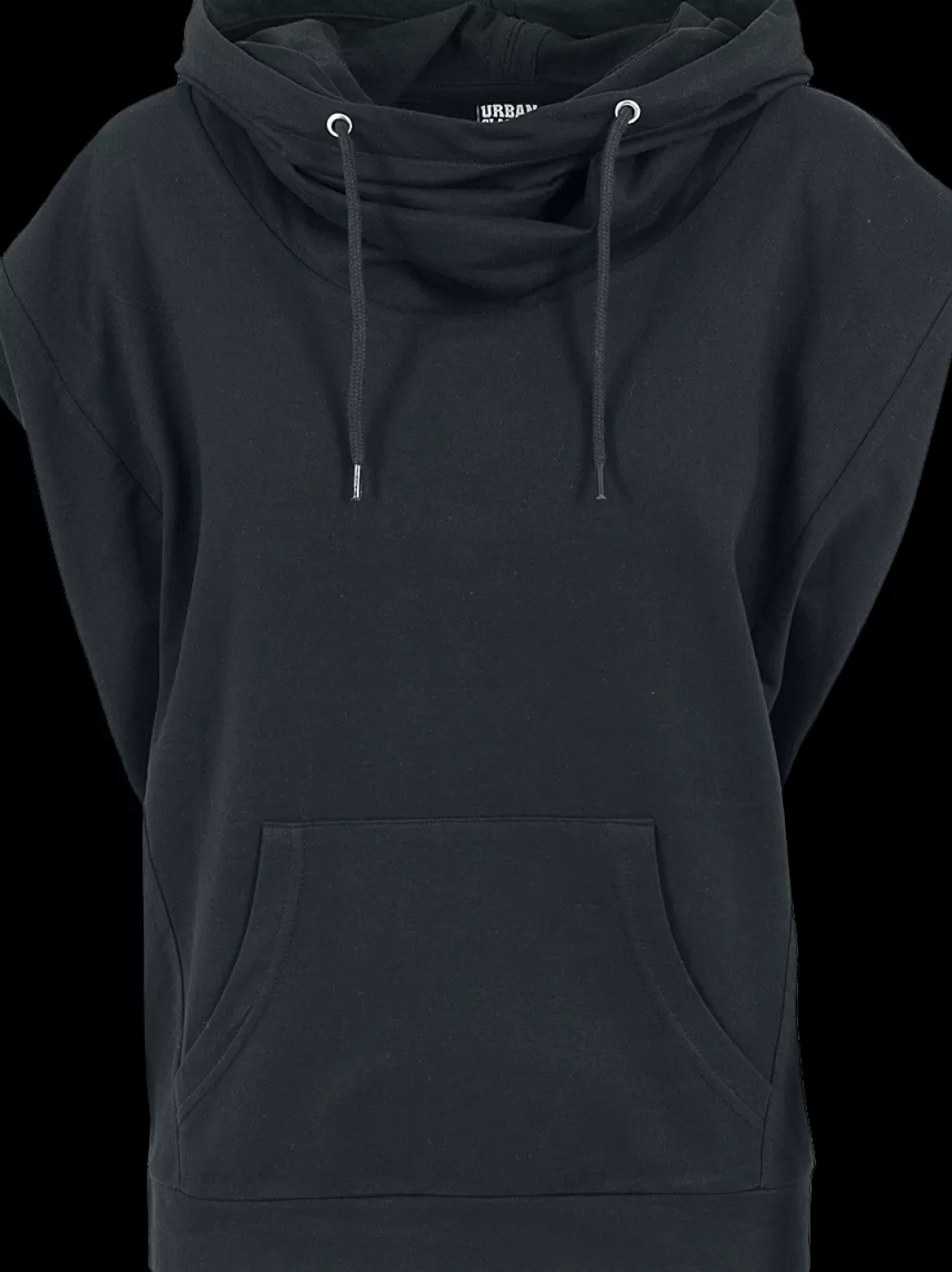 Ladies Sleeveless Terry High Neck Hoodie T-Shirt Black By^Urban Classics Sale