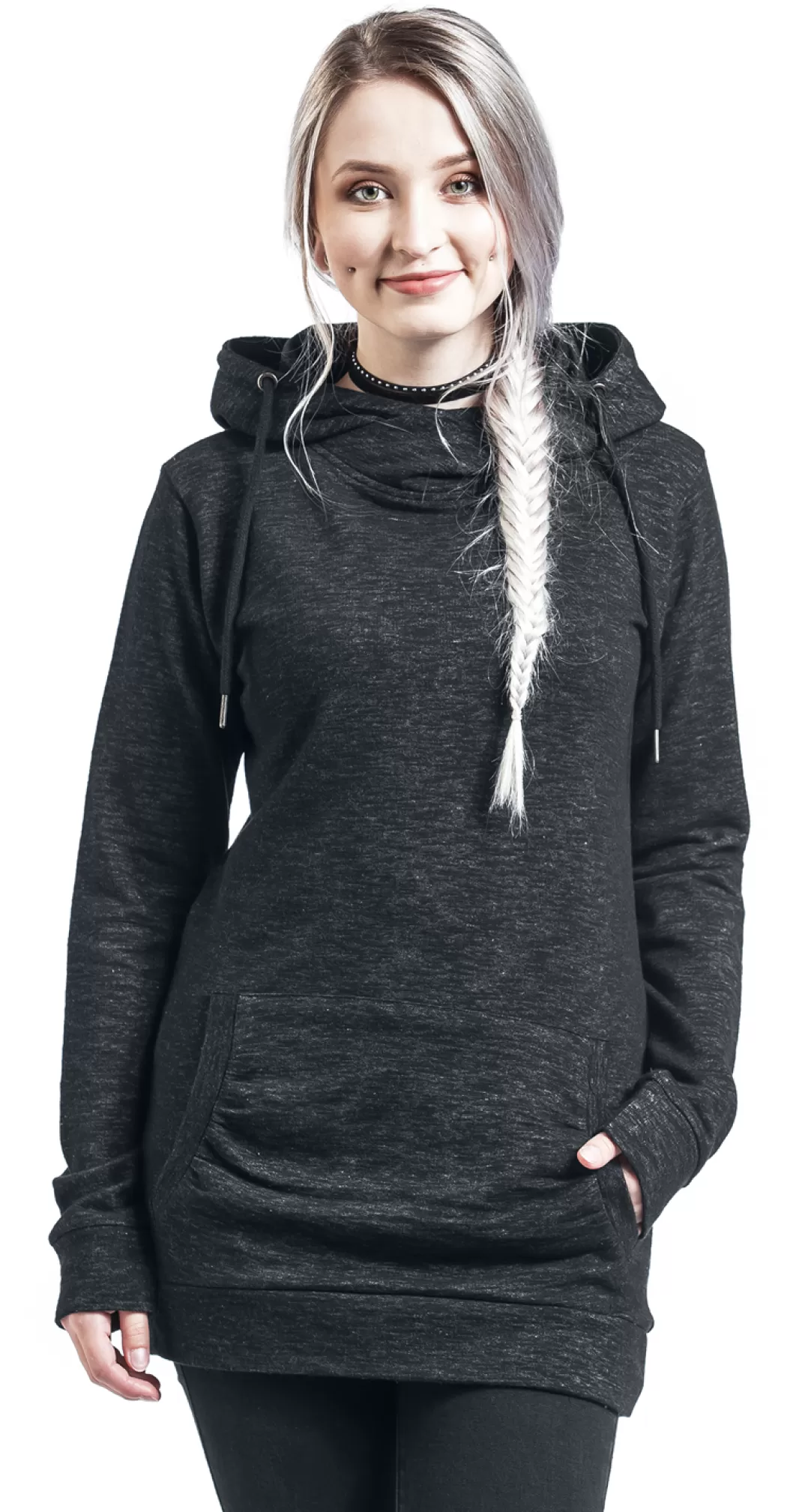 Ladies Slub Terry High Neck Hoody Hooded Sweater Black By^Urban Classics Online