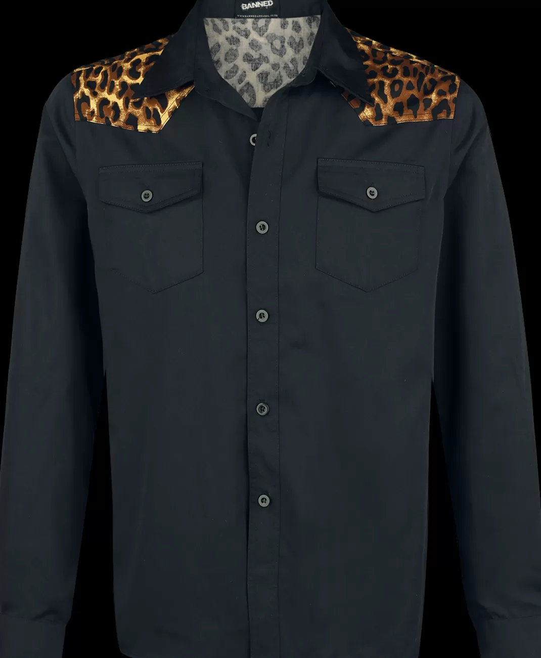 Men Banned Leo Panel Longsleeve Black-Leopard By Alternative