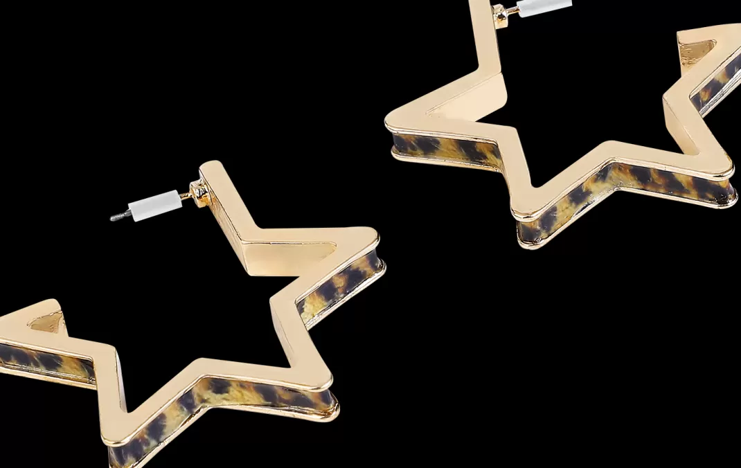 Leo Star Hoops Earring Gold-Coloured By Rock Rebel By Emp^* Sale