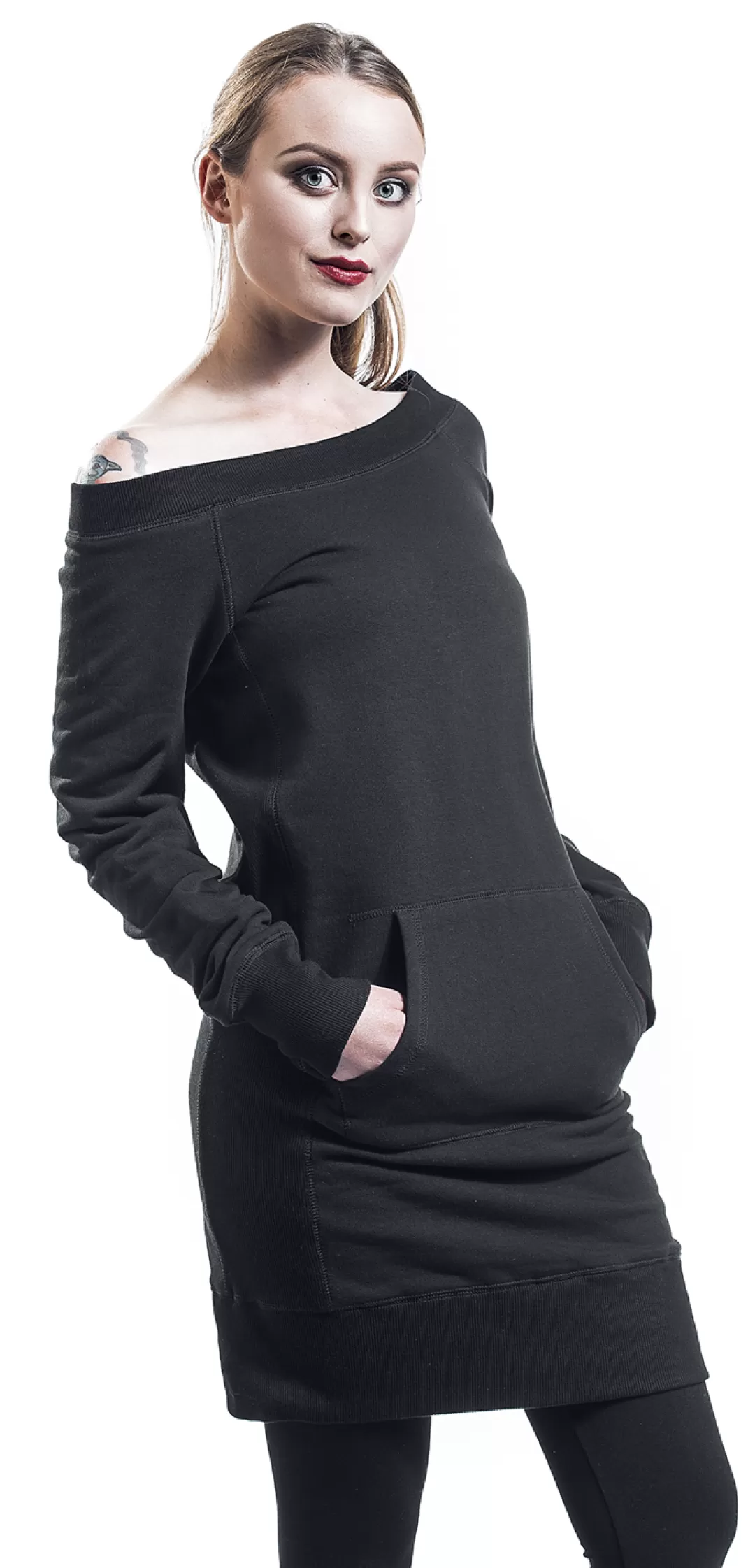 Long Wideneck Sweater Short Dress Black By Red By Emp^* Hot