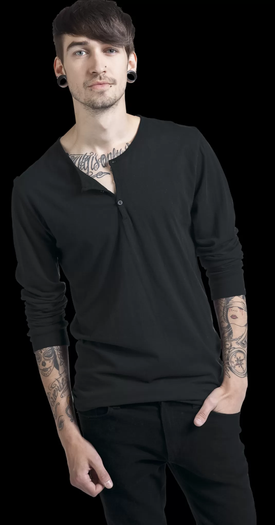 Long-Sleeve Shirt Black By^Urban Classics Clearance