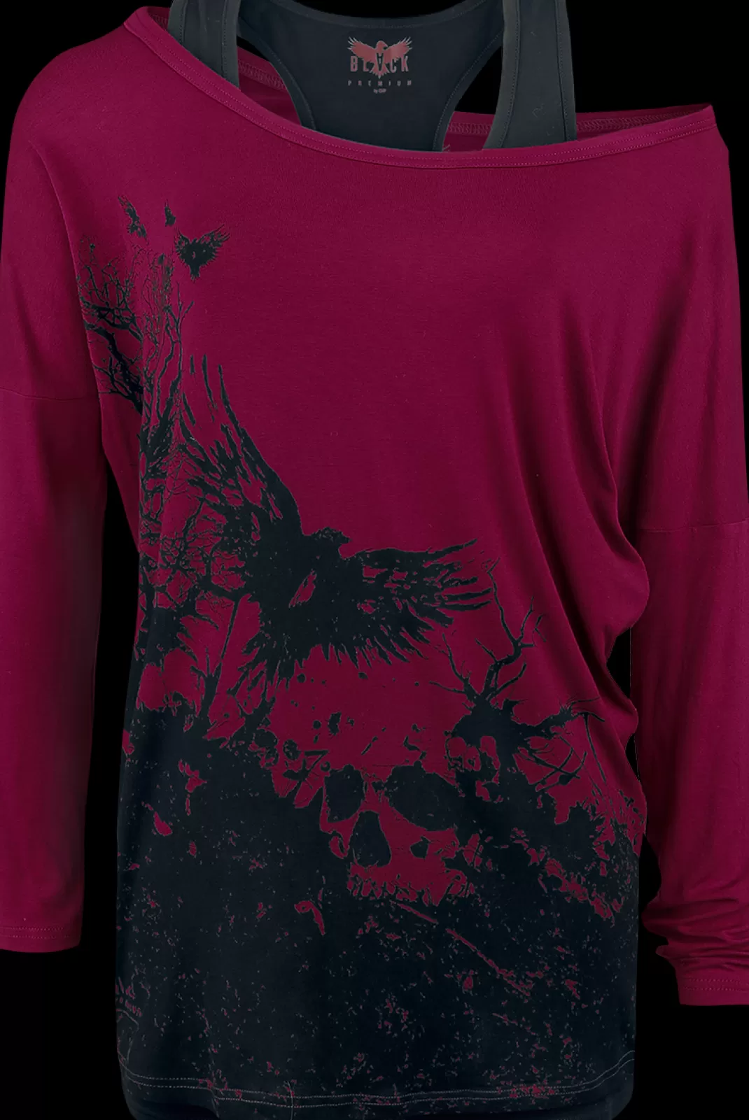 Long-Sleeve Shirt Burgundy By Black Premium By Emp^* Outlet