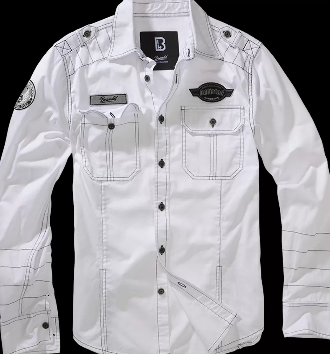 Men Brandit Luis Long-Sleeved Shirt Longsleeve White By
