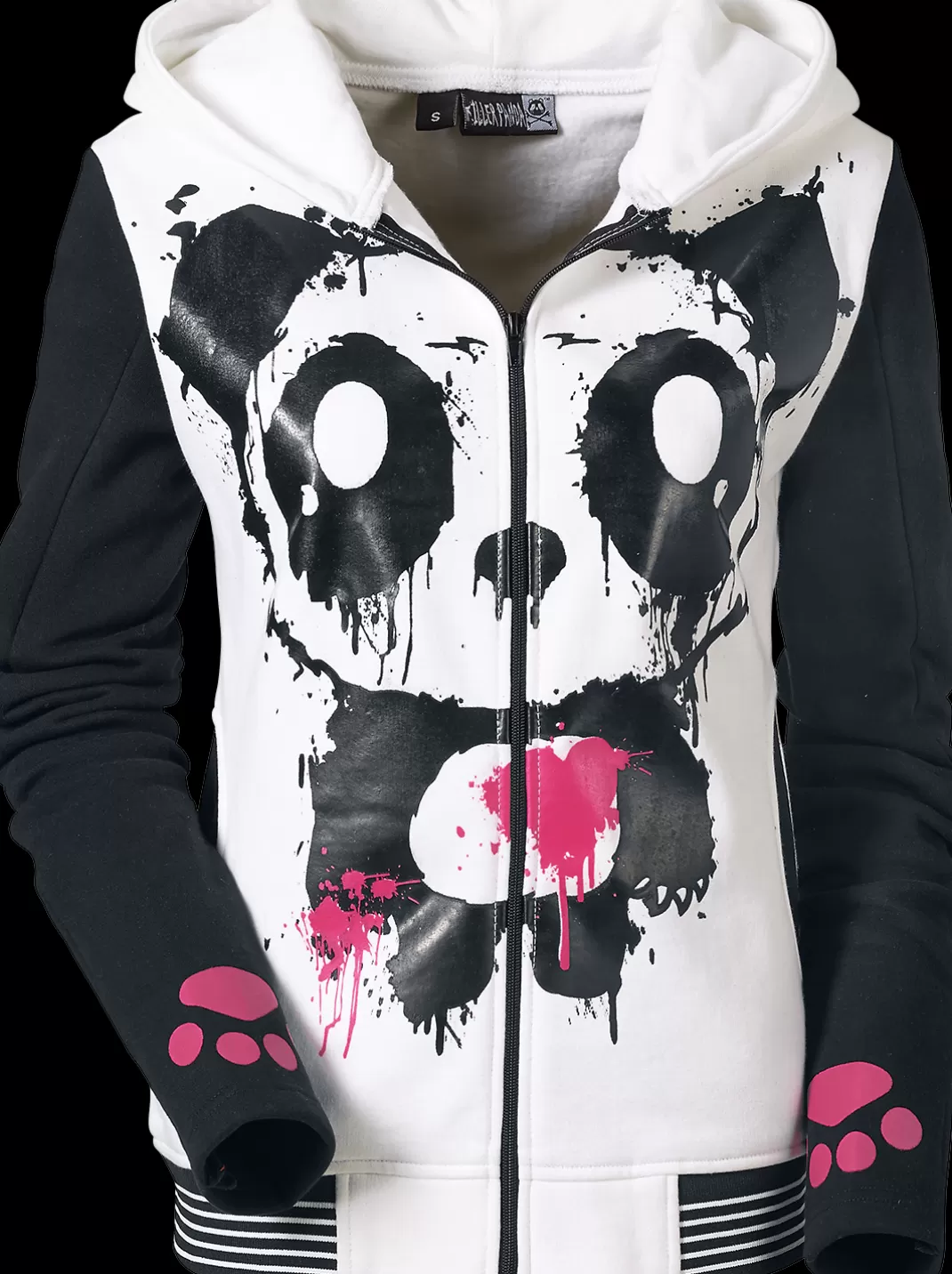 Mase Hood Hooded Zip White-Black By^Killer Panda Flash Sale