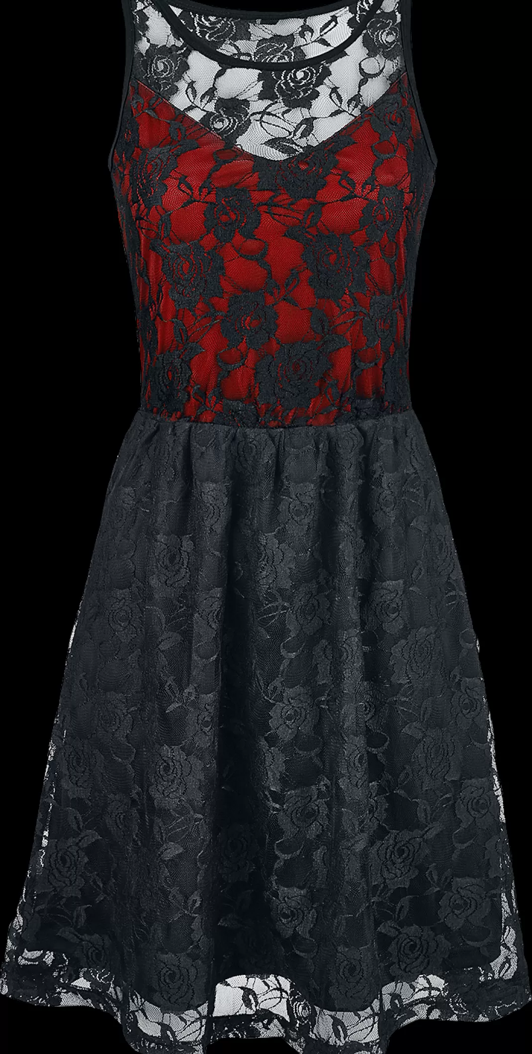 Medium-Length Dress Black-Red By Gothicana By Emp^* Store