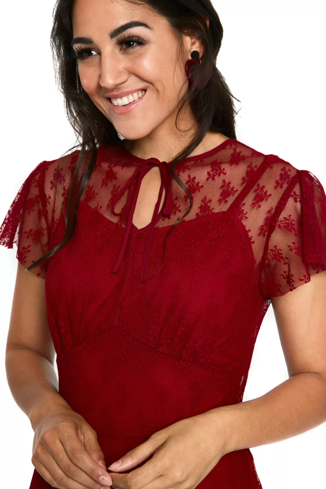Melody Lace Occasion Dress Medium-Length Dress Red By^Voodoo Vixen Flash Sale