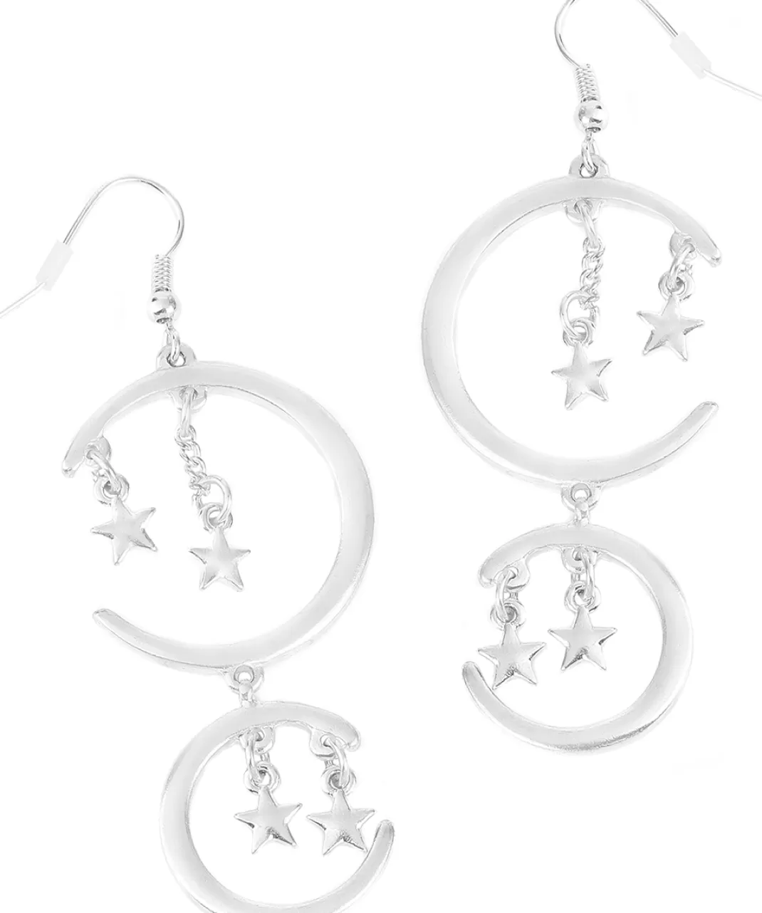 Moons And Stars Earrings Silver-Coloured By Full Volume By Emp^* Store