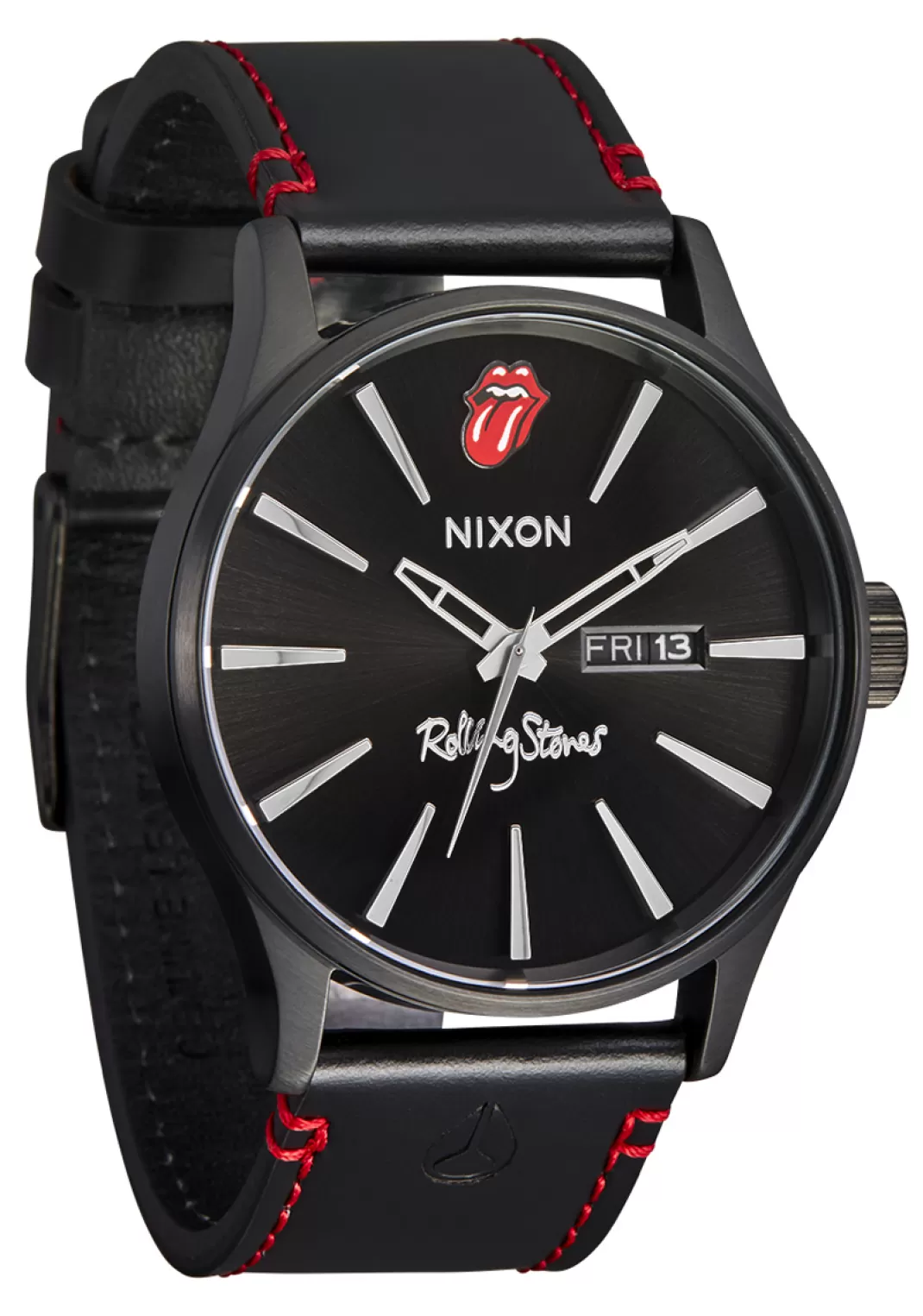 Men Rolling Stones, The Nixon - Sentry Leather Wristwatches Black By The Rolling Stones