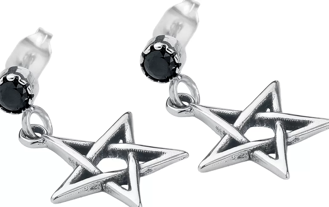 Pentagram Ear Studs Earring Set Silver-Coloured By^etNox Clearance