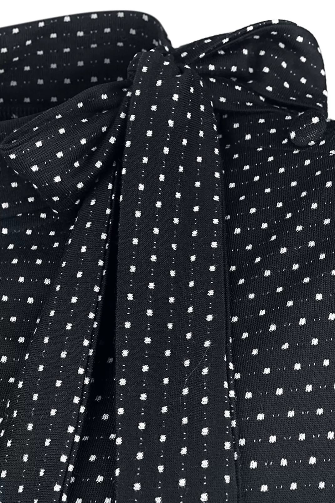 Posie Black Polka Dot Tie-Neck Dress Medium-Length Dress Black By^Voodoo Vixen Outlet