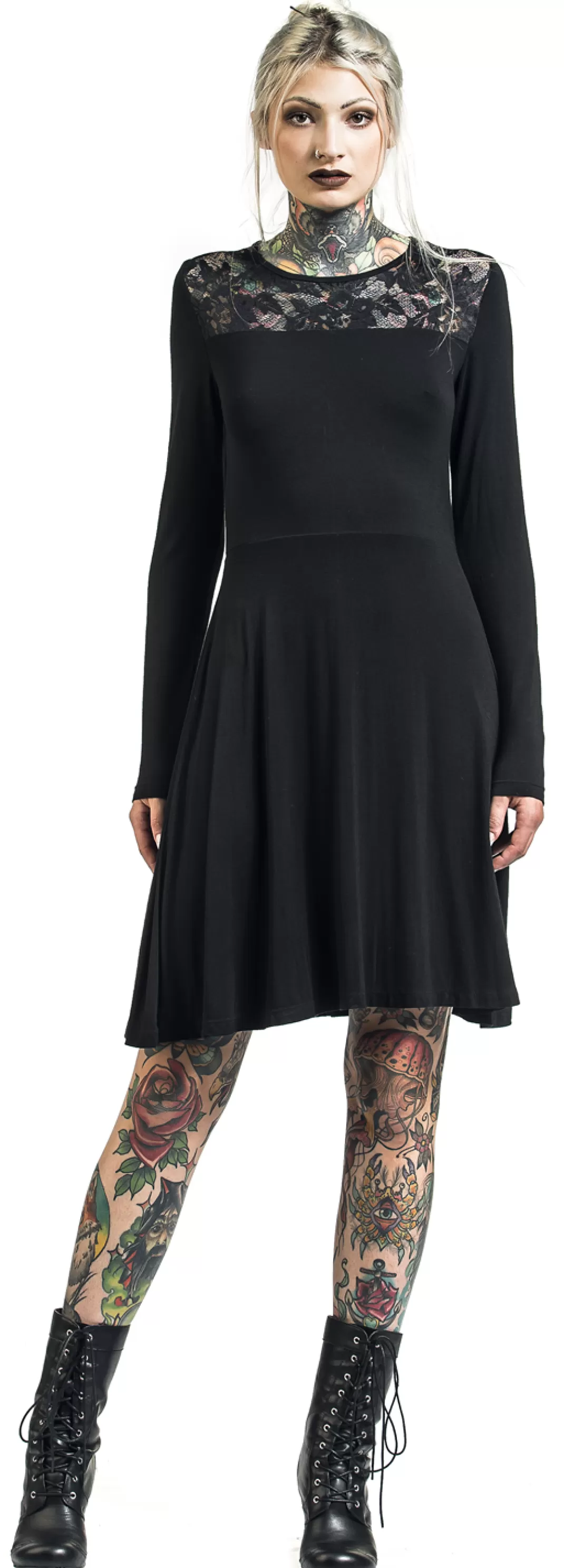 Rockanje - Long Lace Winter Dress Medium-Length Dress Black By^Rotterdamned Best Sale