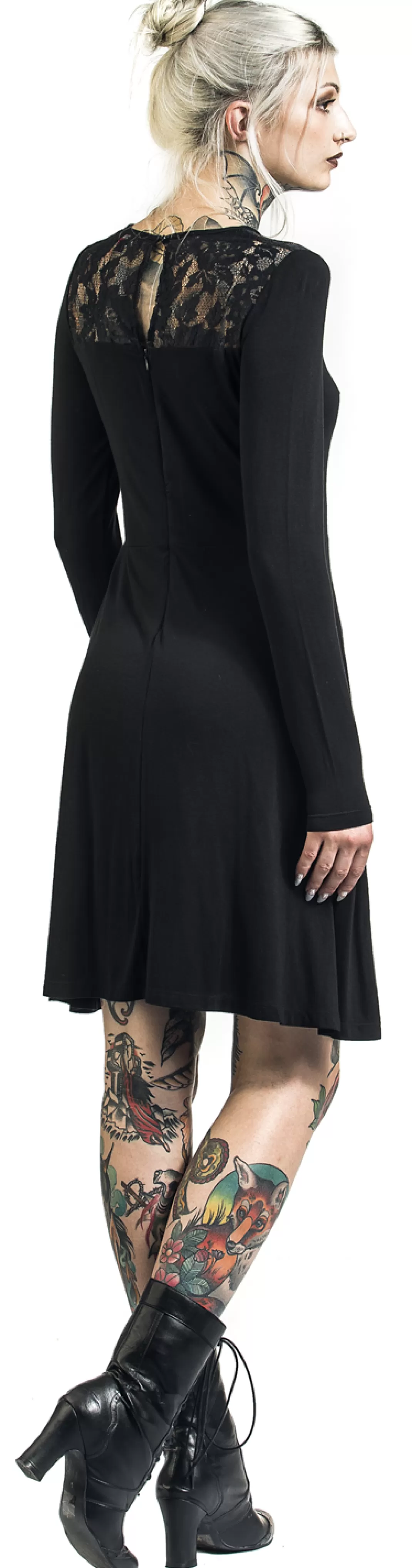 Rockanje - Long Lace Winter Dress Medium-Length Dress Black By^Rotterdamned Best Sale
