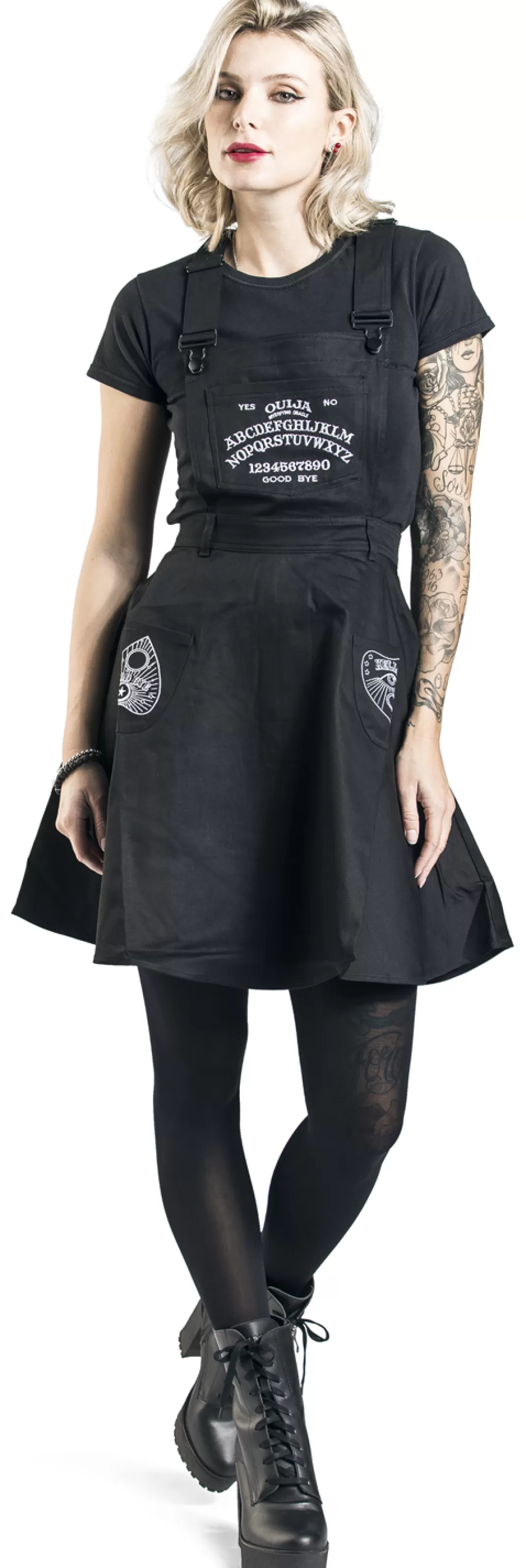Samara Pinafore Dress Medium-Length Dress Black By^Hell Bunny Store