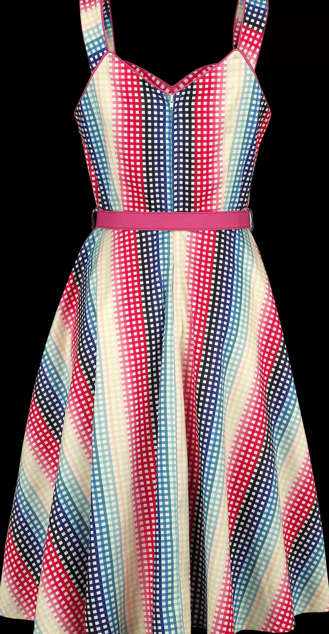 Serene Rainbow Gingham Flare Dress Medium-Length Dress Multicolour By^Voodoo Vixen Online