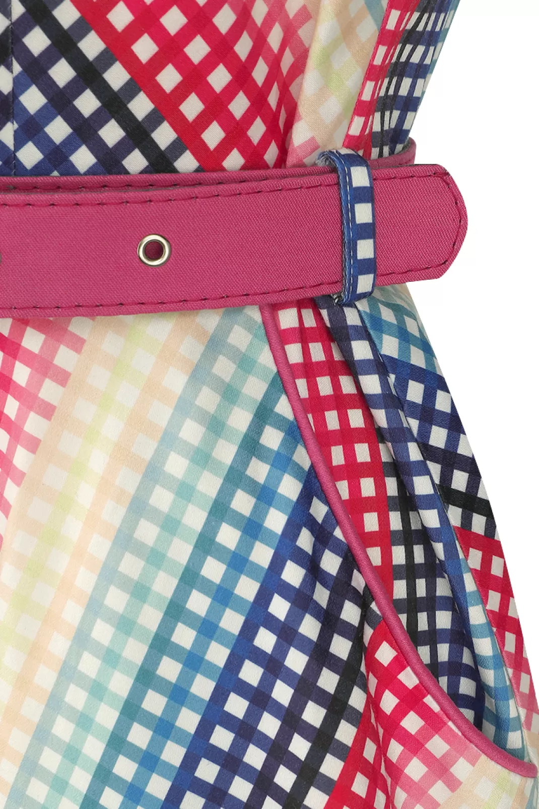 Serene Rainbow Gingham Flare Dress Medium-Length Dress Multicolour By^Voodoo Vixen Online