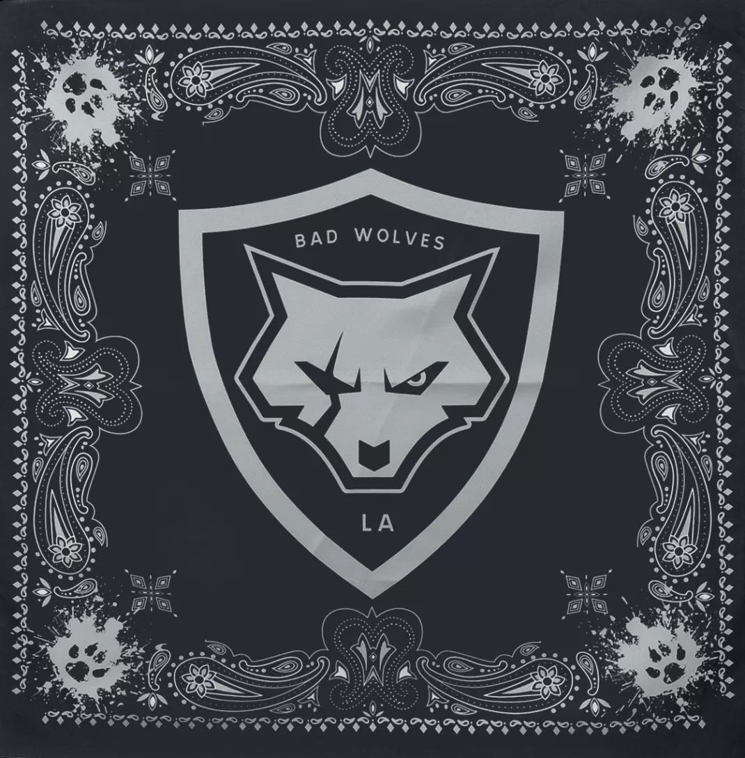 Men Bad Wolves Shield And Paws - Bandana Bandana Black By