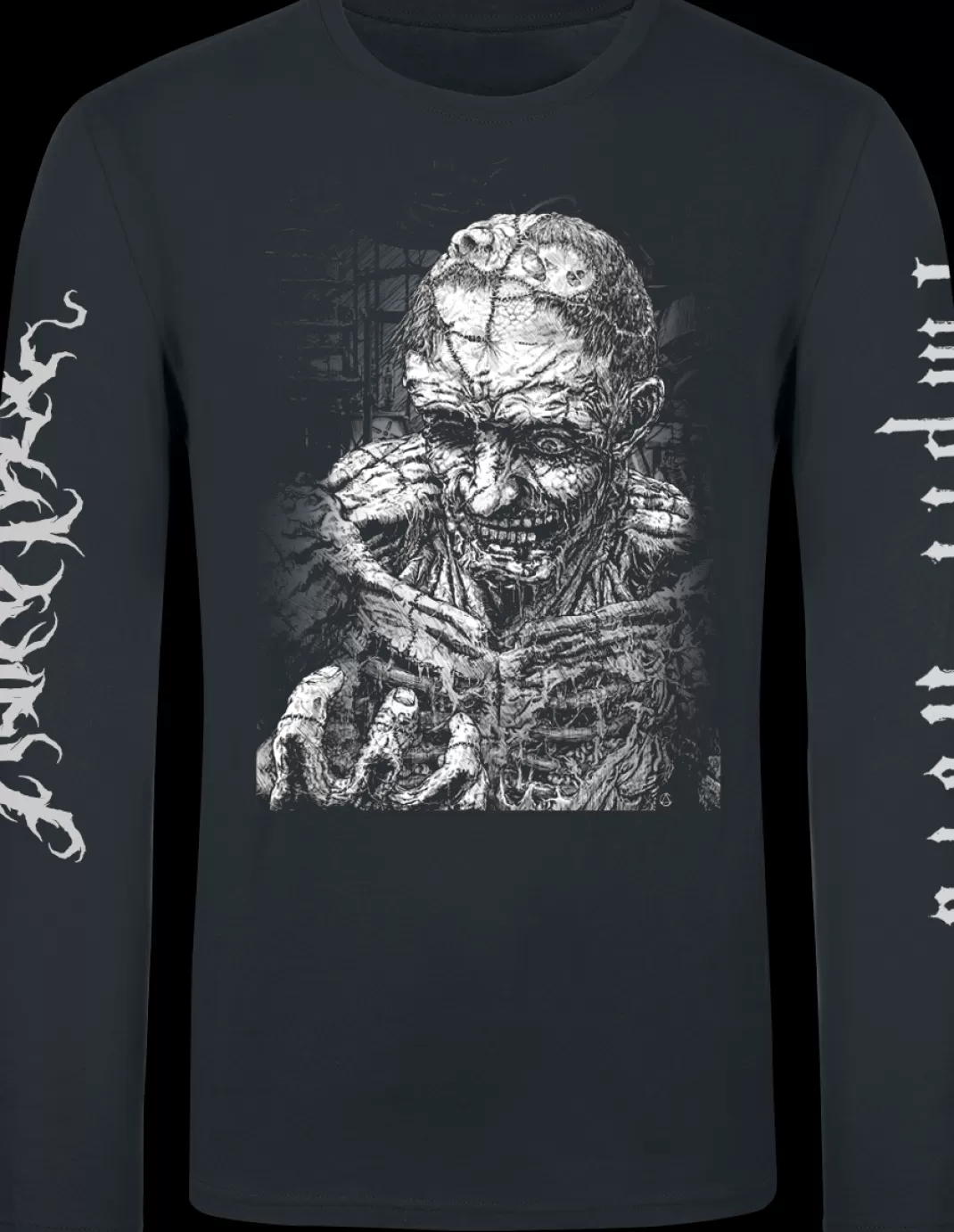 Men Asinhell Skeleten Impii Hora Long-Sleeve Shirt Black By